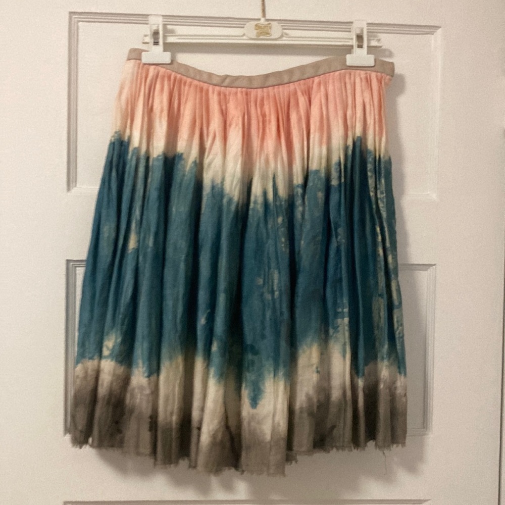 Vivien Ramsay tie dye skirt. Leather waistband. One of a kind.  Tag removed.